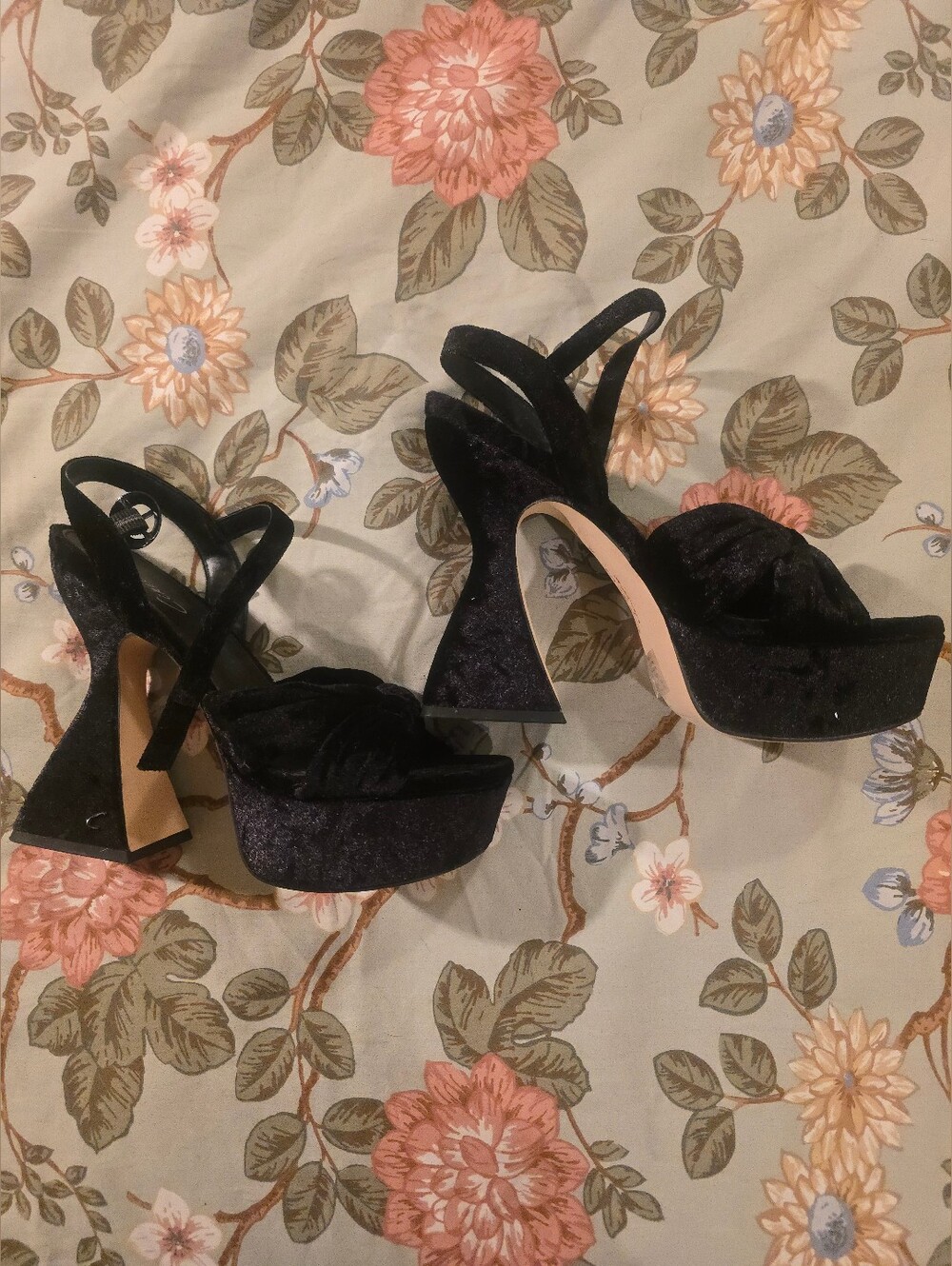Circus NY by Sam Edelman Black Velvet Platform Slingback Heels